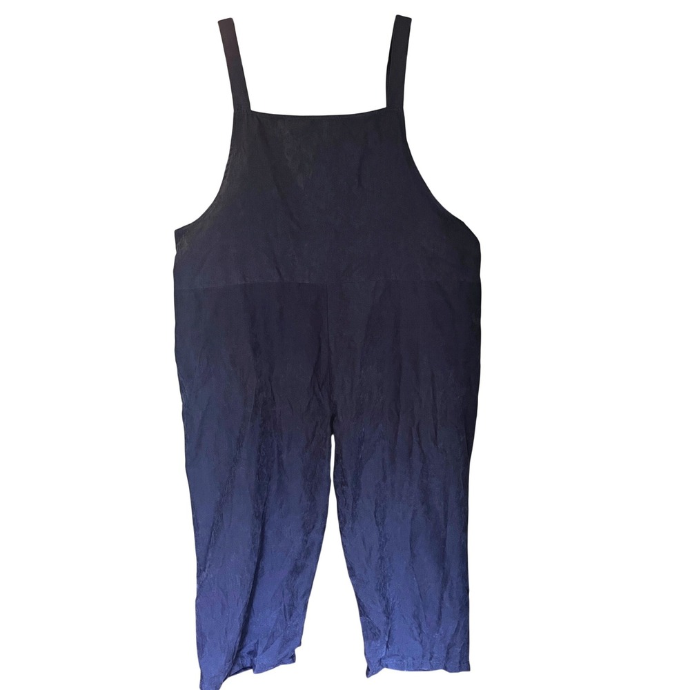 Navy Blue Wide Leg Overall Jumpsuit Plus Size 3XL Drop Crotch Adjustable Soft